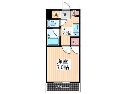 よしもとハイツ(1K/3階)の間取り写真