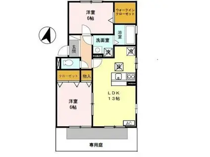 メゾン・モンテリベール II B棟(2LDK/1階)の間取り写真