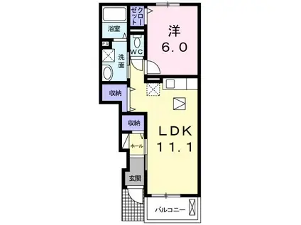 カーサ コンフォルト(1LDK/1階)の間取り写真