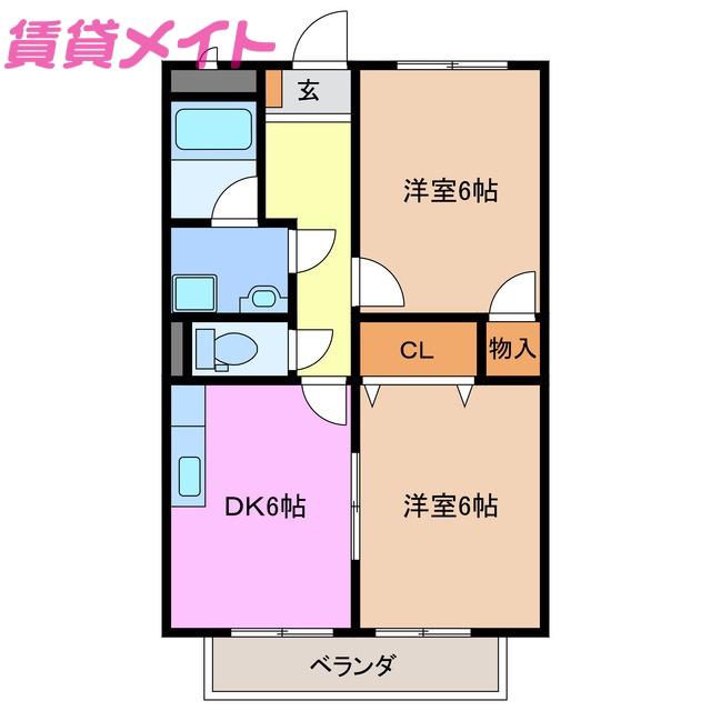 グランメールときわ(2DK/1階)の間取り写真