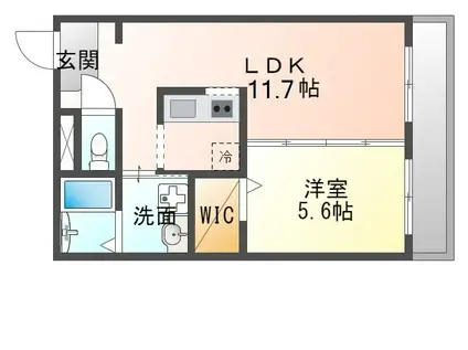 シャーメゾン田川(1LDK/2階)の間取り写真