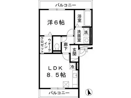 グランシャリオSG(1LDK/1階)の間取り写真