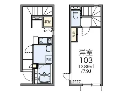 エレガンスフジ(1K/1階)の間取り写真