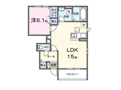 セレーノB(1LDK/1階)の間取り写真