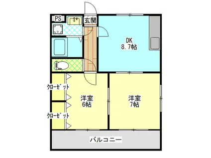 アルファ中曽根(2DK/2階)の間取り写真