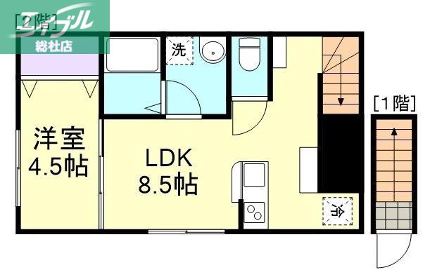 ソレイユ・ルヴァン(1LDK/2階)の間取り写真