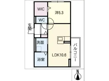 D-ROOM名駅E棟(1LDK/2階)の間取り写真