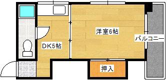 第1小河内ビル(1DK/4階)の間取り写真