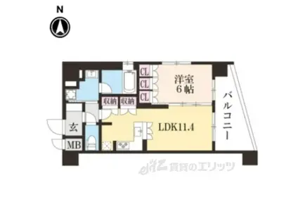 リーガル京都西陣Ⅱ(1LDK/6階)の間取り写真