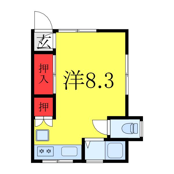 永石ハウス(ワンルーム/1階)の間取り写真