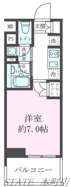 クレストコート靱公園 THE CLASS(1K/11階)の間取り写真