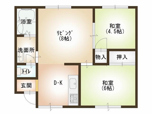 TERAS ASAKA(2LDK/2階)の間取り写真