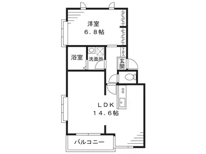 岩間ベルノハイツ(1LDK/3階)の間取り写真