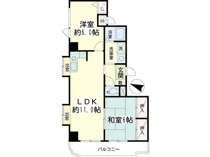 アーバンハイツ鶴見(2LDK/4階)の間取り写真