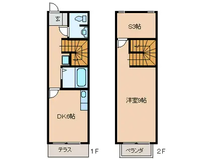 テラスデュオ(1SDK/1階)の間取り写真