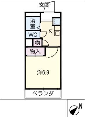 グロワール21(1K/3階)の間取り写真