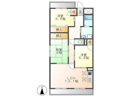 第3光ハイツ(3LDK/1階)の間取り写真