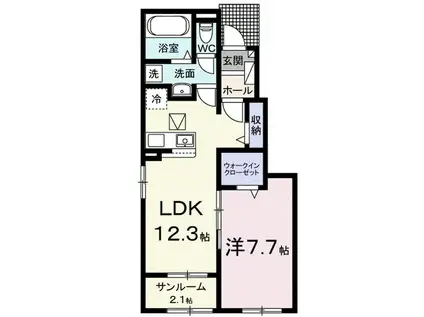 リーベ佐久CURRENT II(1LDK/1階)の間取り写真