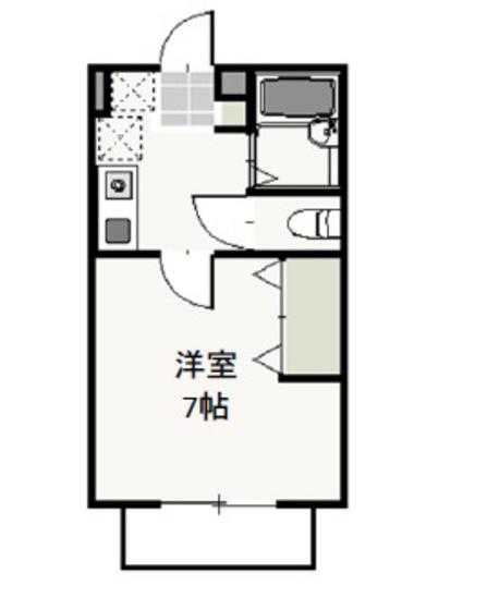 ラッキー下中野(1K/2階)の間取り写真