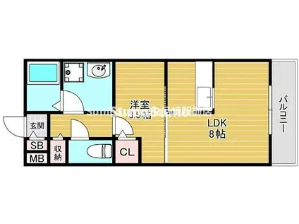 メゾン北杭瀬(1DK/2階)の間取り写真