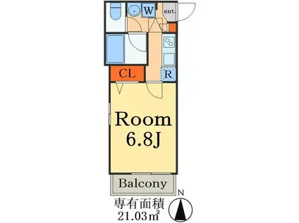 グランクオール六実(1K/1階)の間取り写真