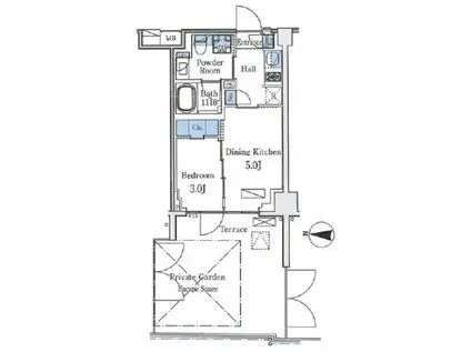 アクアレジデンス錦糸町 旧ベルファース錦糸町(2K/1階)の間取り写真