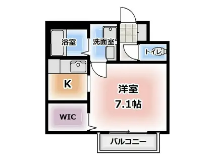 クローバーハイツ(1K/2階)の間取り写真