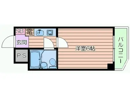 シャルムメゾン千林大宮(1K/6階)の間取り写真