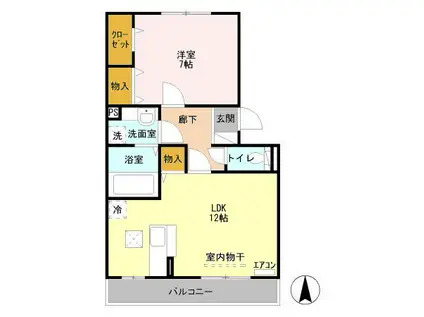 フェアリー・テール(1LDK/1階)の間取り写真