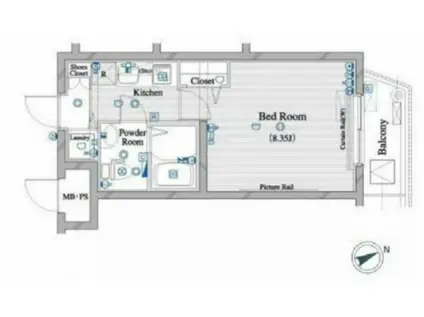 ル・リオン経堂プレザント(1K/4階)の間取り写真