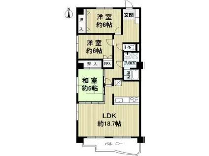 アビタシオン川島(3LDK/3階)の間取り写真