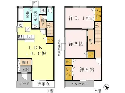 メゾンリベルタ(3LDK/1階)の間取り写真