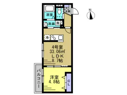 パルブニール浜野(1LDK/2階)の間取り写真