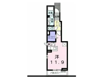 スターコート錦本町 B棟(ワンルーム/1階)の間取り写真