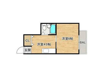 第二タナックマンション(1K/4階)の間取り写真