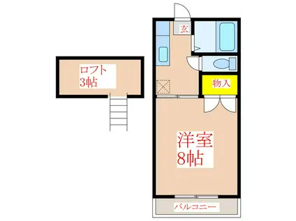 クリエイト(1K/2階)の間取り写真