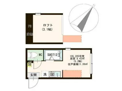 ハッピネス北池袋(ワンルーム/2階)の間取り写真