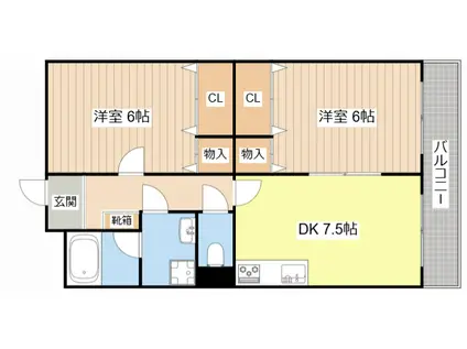 リュミエール高谷(2DK/4階)の間取り写真