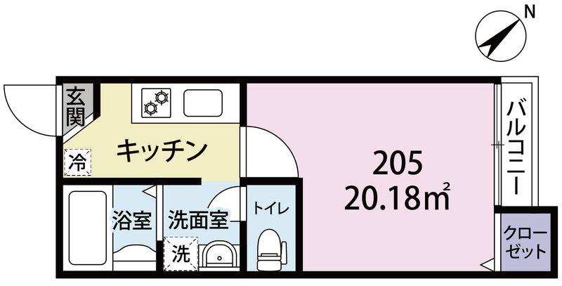 ソラーレ春日部(1K/2階)の間取り写真
