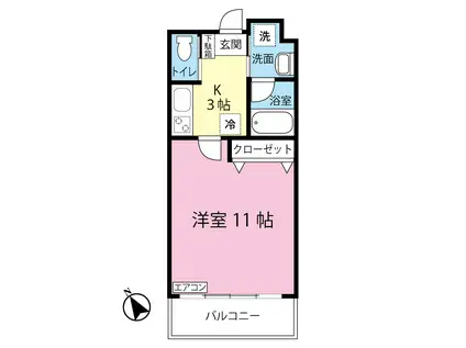 グランシャリオ(1K/3階)の間取り写真