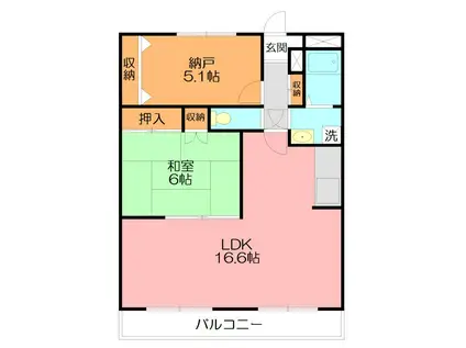 グレースガーデン(1SLDK/4階)の間取り写真