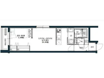 QUADOR大濠(1LDK/2階)の間取り写真