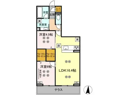 ローテ ベルク(2LDK/2階)の間取り写真