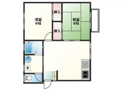 ハピフルハンズ(2DK/1階)の間取り写真