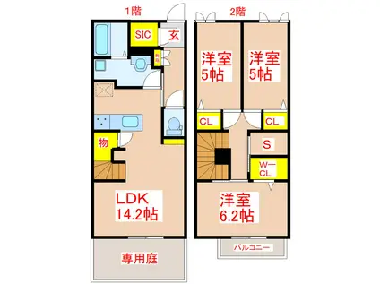 ミルクレープ新富(3SLDK/1階)の間取り写真