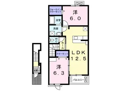 オリゾン(2LDK/2階)の間取り写真