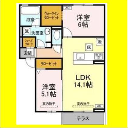 D-ROOM長沼1丁目(2LDK/1階)の間取り写真