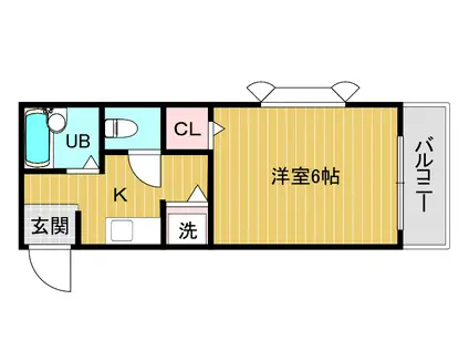 フルール甲東(1K/2階)の間取り写真