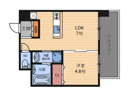 コスモリード大阪福島(1DK/9階)の間取り写真