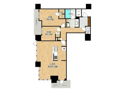 シエリアタワー大阪堀江(2LDK/40階)の間取り写真